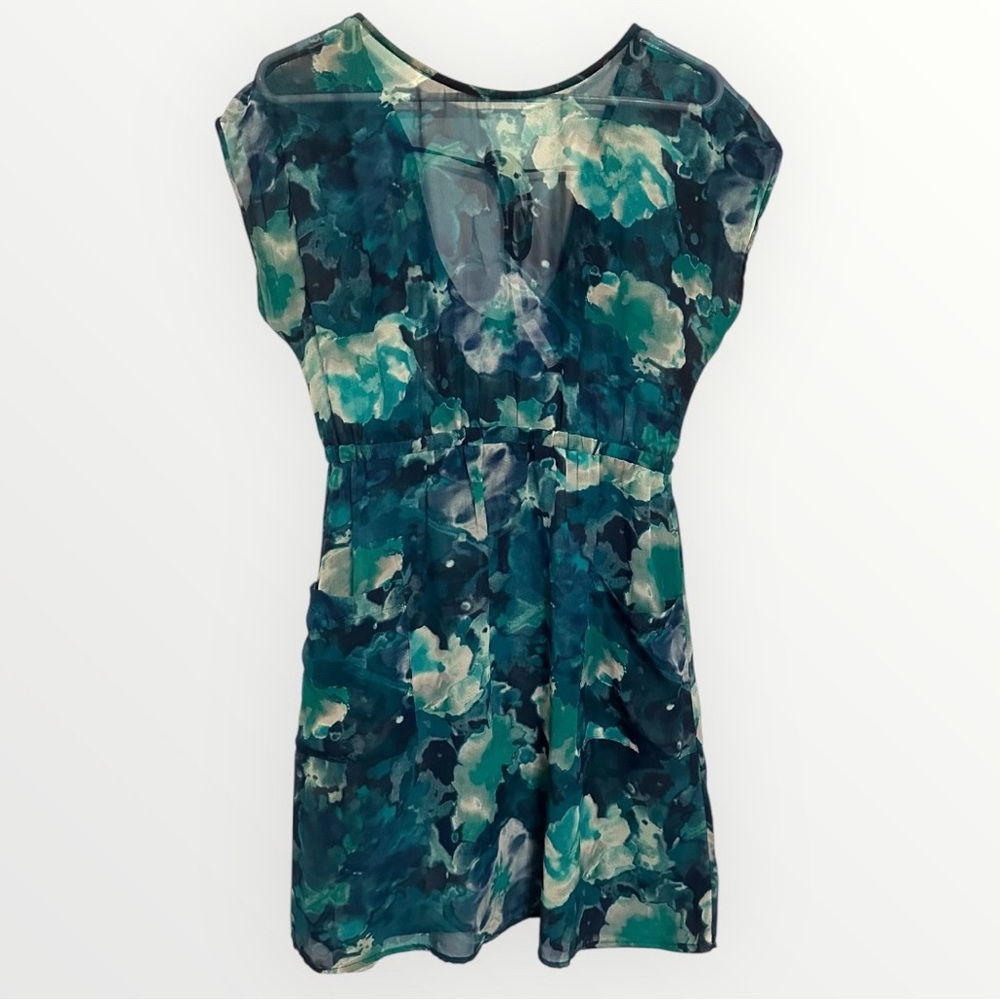 Blue Floral Sheer Mini Dress